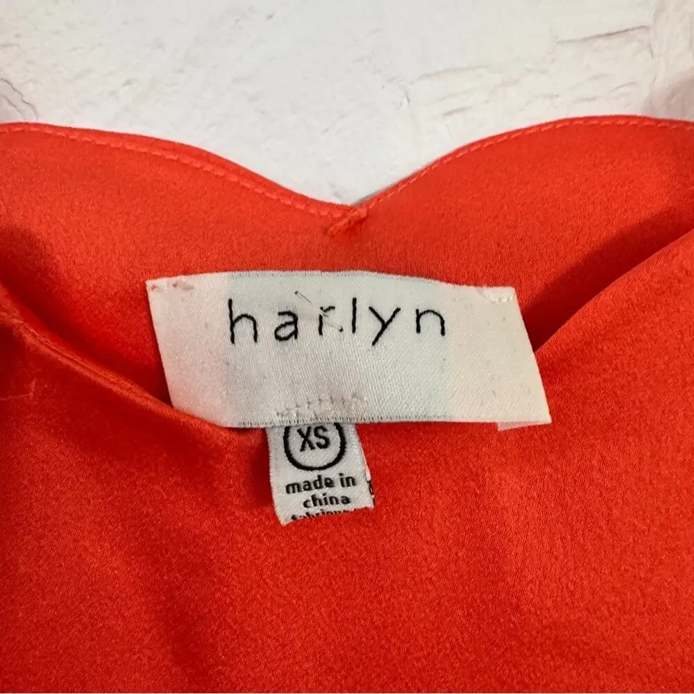 Harlyn Orange Scalloped Satin Camisole Tank Top Womens XS Capsule Wardrobe Basic - Picture 5 of 9
